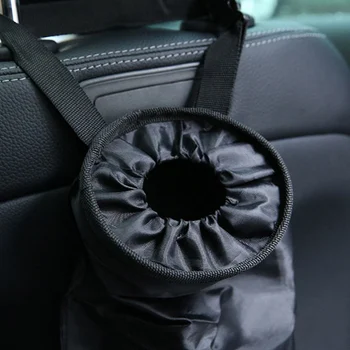 

1 Pc Car Hanging Trash Bin Foldable Storage Bag Car Trash Bag Trash Can Auto Seat Back Hanging Bag Black