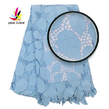 

2020 African Chemical Cord Lace Fabric With Stones High Quality Nigerian Embroidery Water Soluble Lace Fabric For Dress AMY3096B