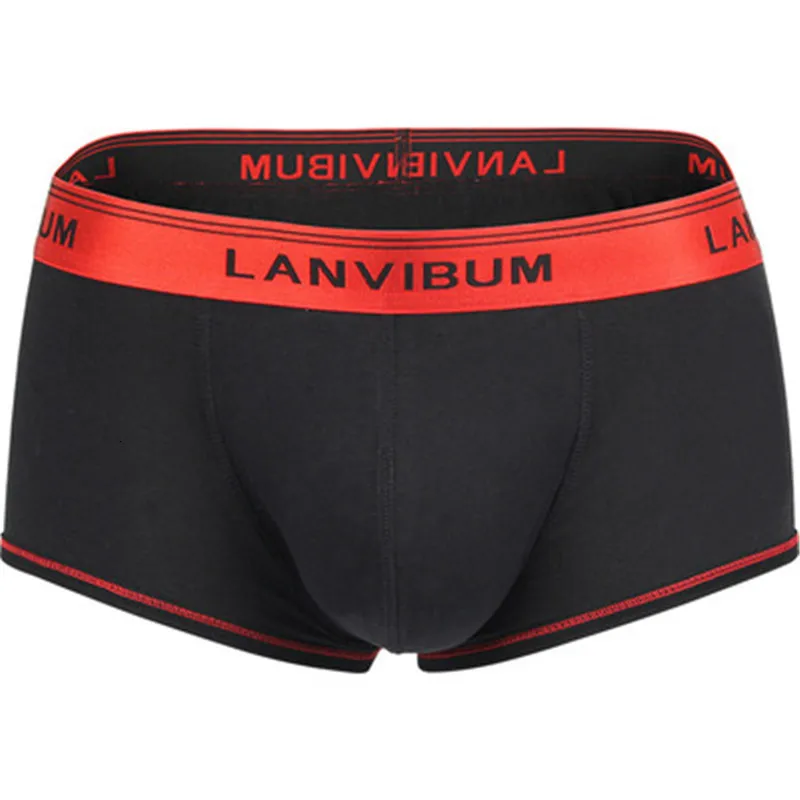 BLACK AND RED Lanvibum бренда Для мужчин нижнее белье трусы-боксеры с изображением Новое поступление нижнее белье расследования отправляются Для мужчин t, редактор обследования журнал - Цвет: BLACK AND RED