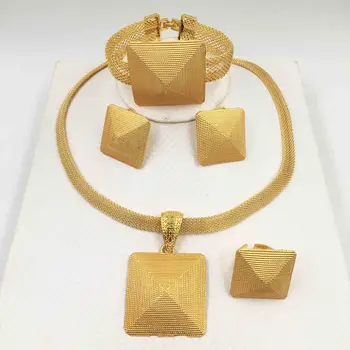 

fashion high quality jewelry wedding set in African protective color Dubai Italian women Necklace Earrings tourism jewelry