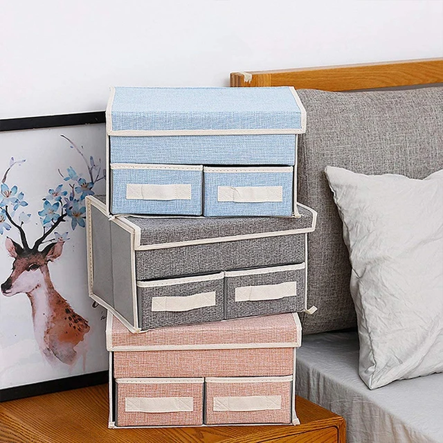 Nagy Kapacitású Tároló Fiók Nem Szőtt Összecsukható Zokni Kosár Asztali Szervező Tartály Fehérnemű Ékszerek Sál - Image 4