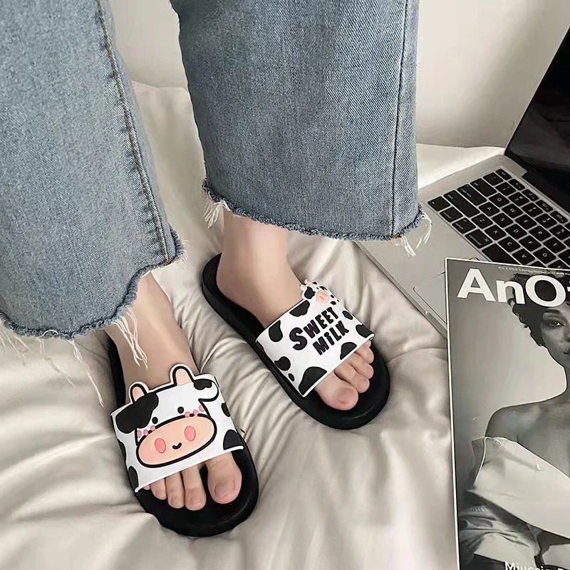 Women Men Summer Slippers Sandals Beach Slides Flip Flops Cartoon Cartoon milk cow Boys Girls Unisex Bathroom Shoes Zapatillas house slippers knitting pattern	