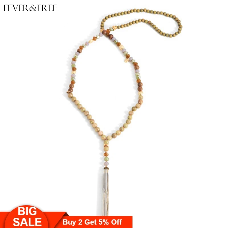 

Fever&Free Japamala Jewelry Long Strand Beads Delicate Bohemian Necklace For Women Collar Mujer Handmade Craft Jewelry Wholesale