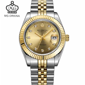 

Mens Watches Top Brand Luxury Sapphire Crystal Gold Stainless Steel Automatic Mechanical Watch Men Sport Designer Watches ORKINA