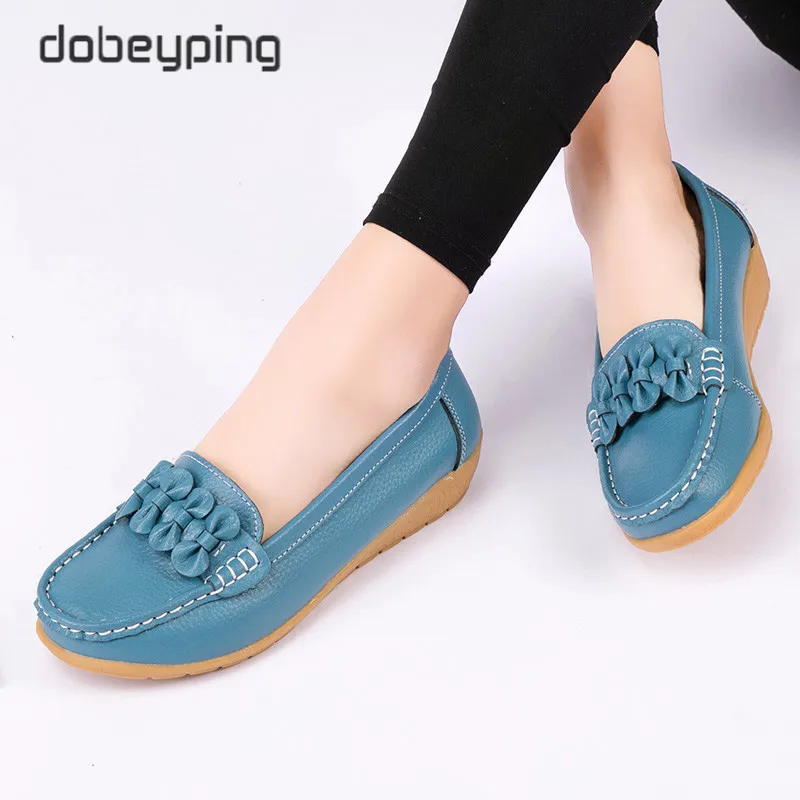 

Spring Autumn Genuine Leather Loafers Women Slip On Female Shoes Moccasins Soft Ladies Footwear Butterfly Bow Women's Flats Shoe