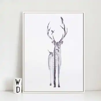

New 40x50cm Modern Nordic Minimalist Abstract Canvas Painting Frameless Deer Feather Paint Poster Home Wall Hanging Picture Deco