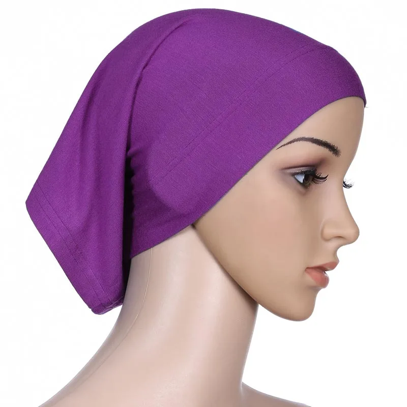20 цветов мусульманский под шарф хиджаб шапка труба кость химиотерапия Шляпа внутренний хиджаб головной убор мягкий модал - Цвет: Purple