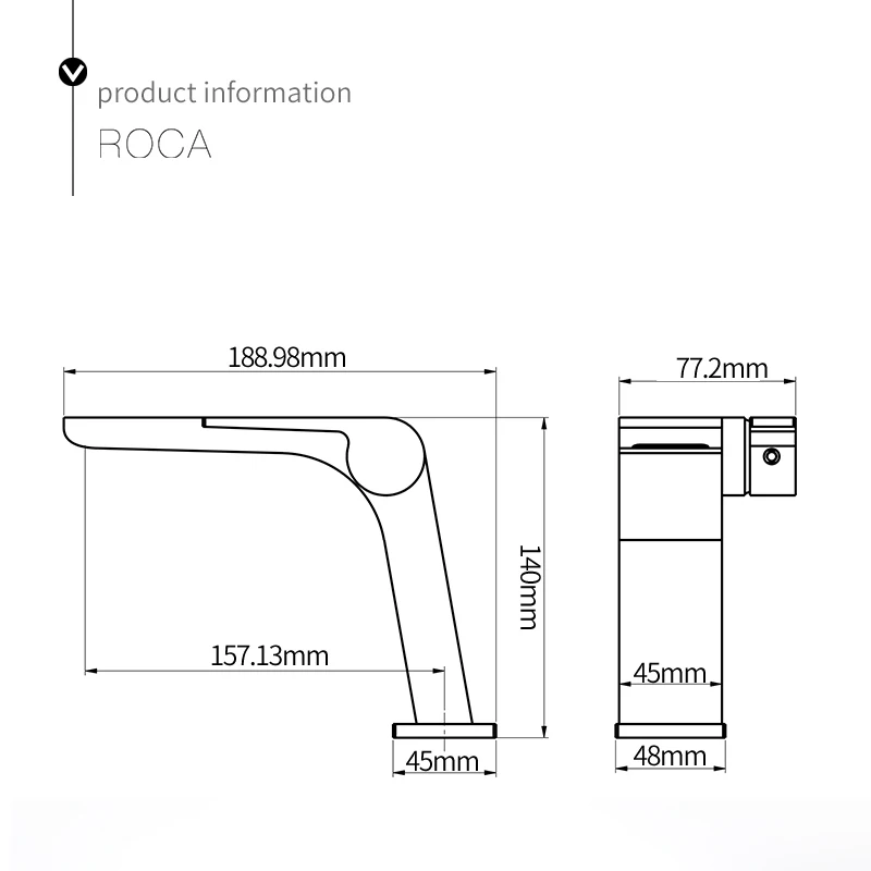 Bathroom Faucet Basin Faucet Brass Single Handle Crane Waterfall Hot and Cold Mixer Tap Chrome Black