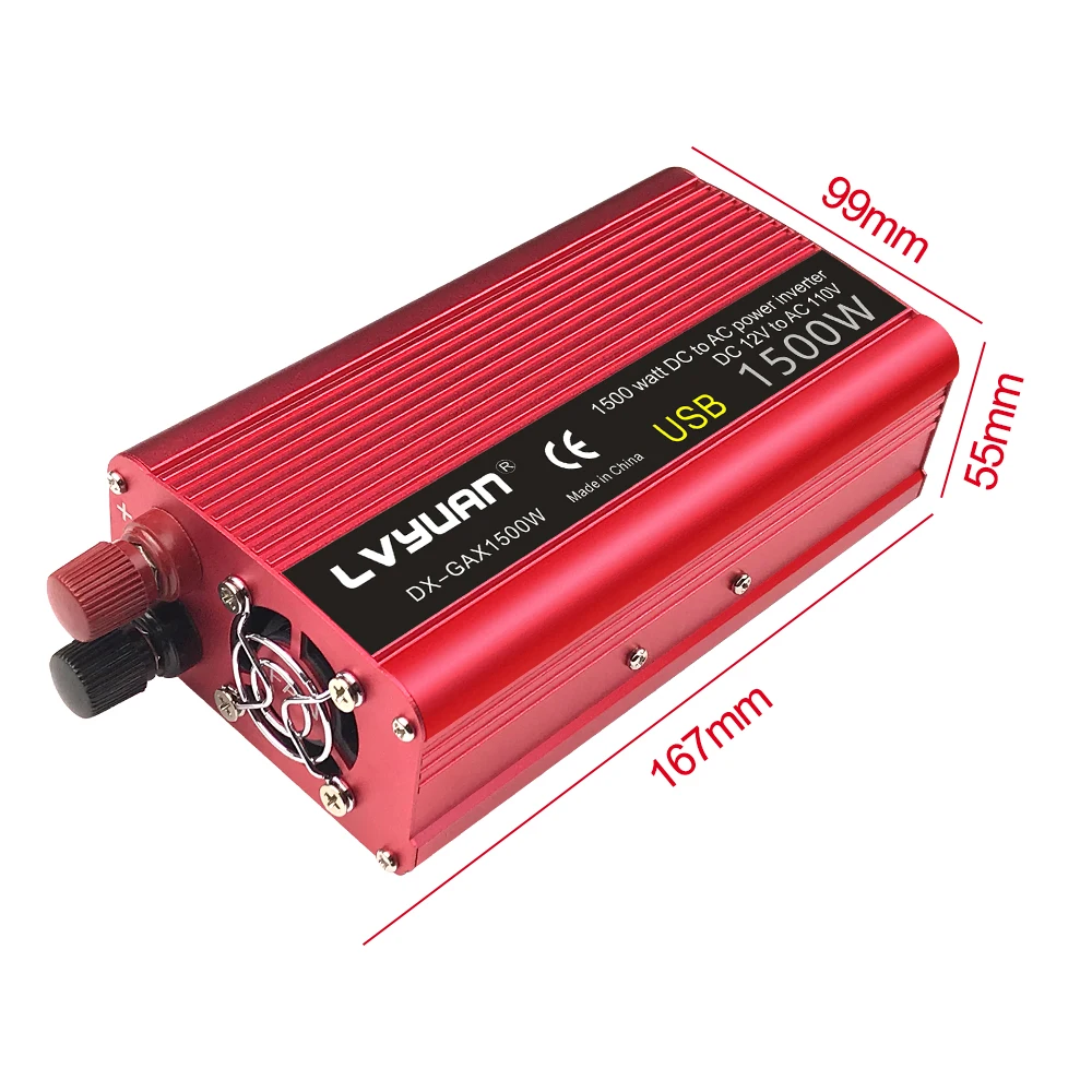 1500W/2000W DC 12V to AC 100V 110V Car Power Inverter Voltage Converter US Socket Car Cigarette Lighter Plug Auto Accessories Vehicle Inverter Car Converter Inverter Car Inverter Car Power Converter Power Inverter