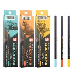 SAKURA – crayons de croquis, 12 pièces, doux/moyen/dur, pour dessin en charbon de bois, papeterie scolaire 