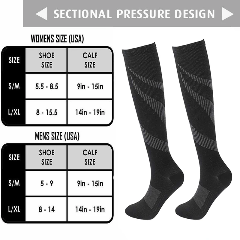 Спортивные носки до колена/длинные печатные компрессионные дышащие полиэфирные нейлоновые Чулочные изделия чулки для женщин и мужчин