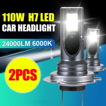 

2Pcs/Set Car LED Light H7 110W Car Headlight Conversion Globes Fog Bulb Globes Beam 6000K 24000Lm LED Kit