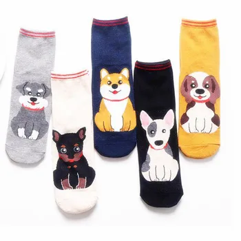 

Sweet Woman Sock Ladies Thin Socks Cartoon Animal Dog for Women Colorful Style Long Female Cotton Trendy Spring Summer Skarpetki
