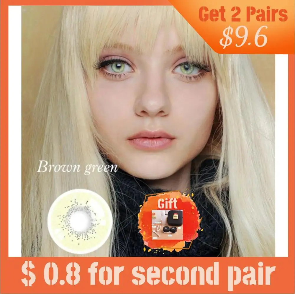 

[Free Shipping] Fancylook ã€Brown Green Mistã€‘Colored Contact Lenses Myopic Lense with Power 0~800 7 Tone Luxury Eye Len