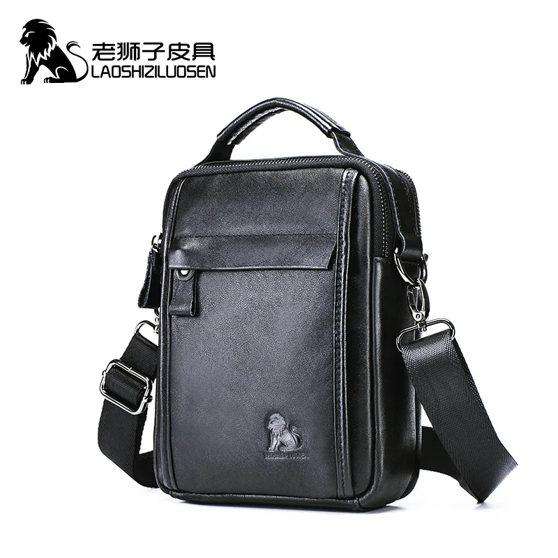 LAOSHIZI new Genuine vegetables leather men shoulder bag for ipad mini 7.9inch high quality Messenger bags male handbag |