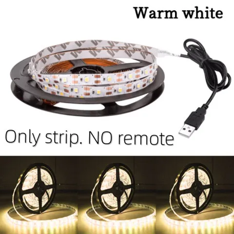 USB Светодиодная лента лампа 2835SMD DC5V гибкий светодиодный светильник лента 0,5 м 1 м 2 м 3 м 4 м 5 М HD ТВ Настольный экран подсветка Смещенный светильник ing - Испускаемый цвет: Warm white