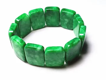 

Koraba Natural Handmade 25*40mm Green Gemstone Jade Gems Elastic Bracelet