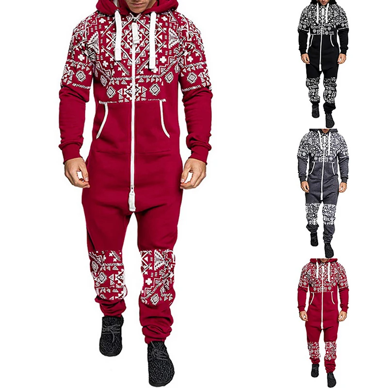 Pijama de una pieza para Hombre, mono de empalme liso, sudadera con  cremallera, monos de retales, 2020|Conjuntos para hombres| - AliExpress