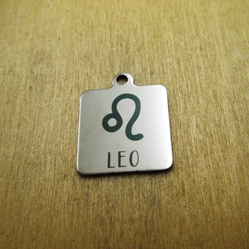 

10pcs/lot-Leo Zodiac stainless steel charms Laser Engraved DIY Charms Pendants