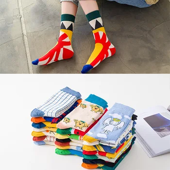 

Men's Socks Novetly Happy Funny Men Graphic Combed Cotton Socks Europe And American Fashion Hip Hop Banana Lemon Fish Socks Gift