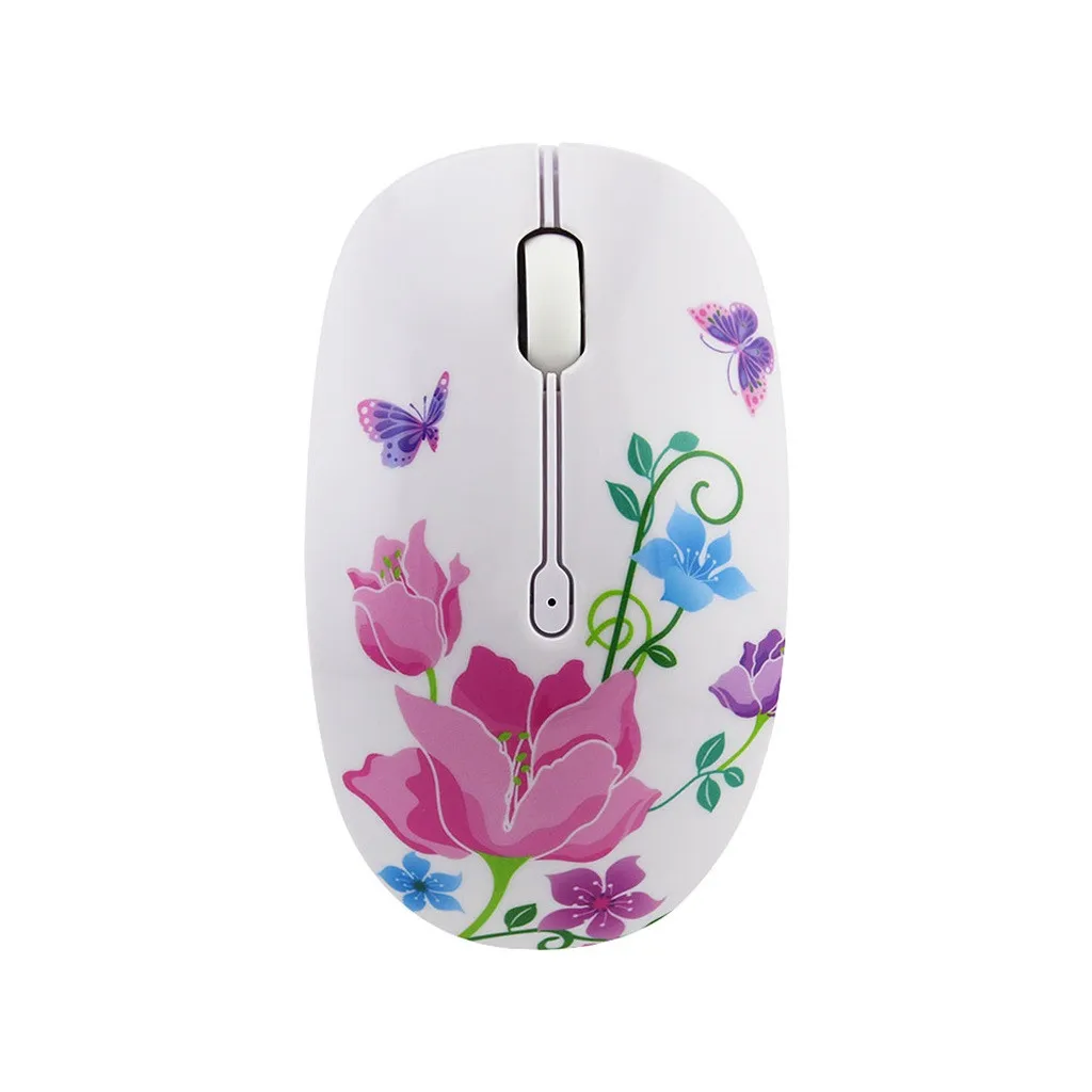 

VOBERRY Portable Mini Silent Mouse 2.4 GHz Wireless 1200 DPI Print Creative Design Mouse Spray Painting Cute Business Mouse819#2