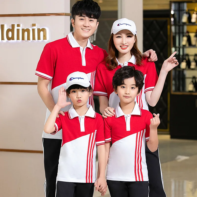 

Summer Sports Leisure Suit Short Sleeve T-shirt Trousers Two-Piece Set Parent-child Matching Outfit Family Pack Primary School S