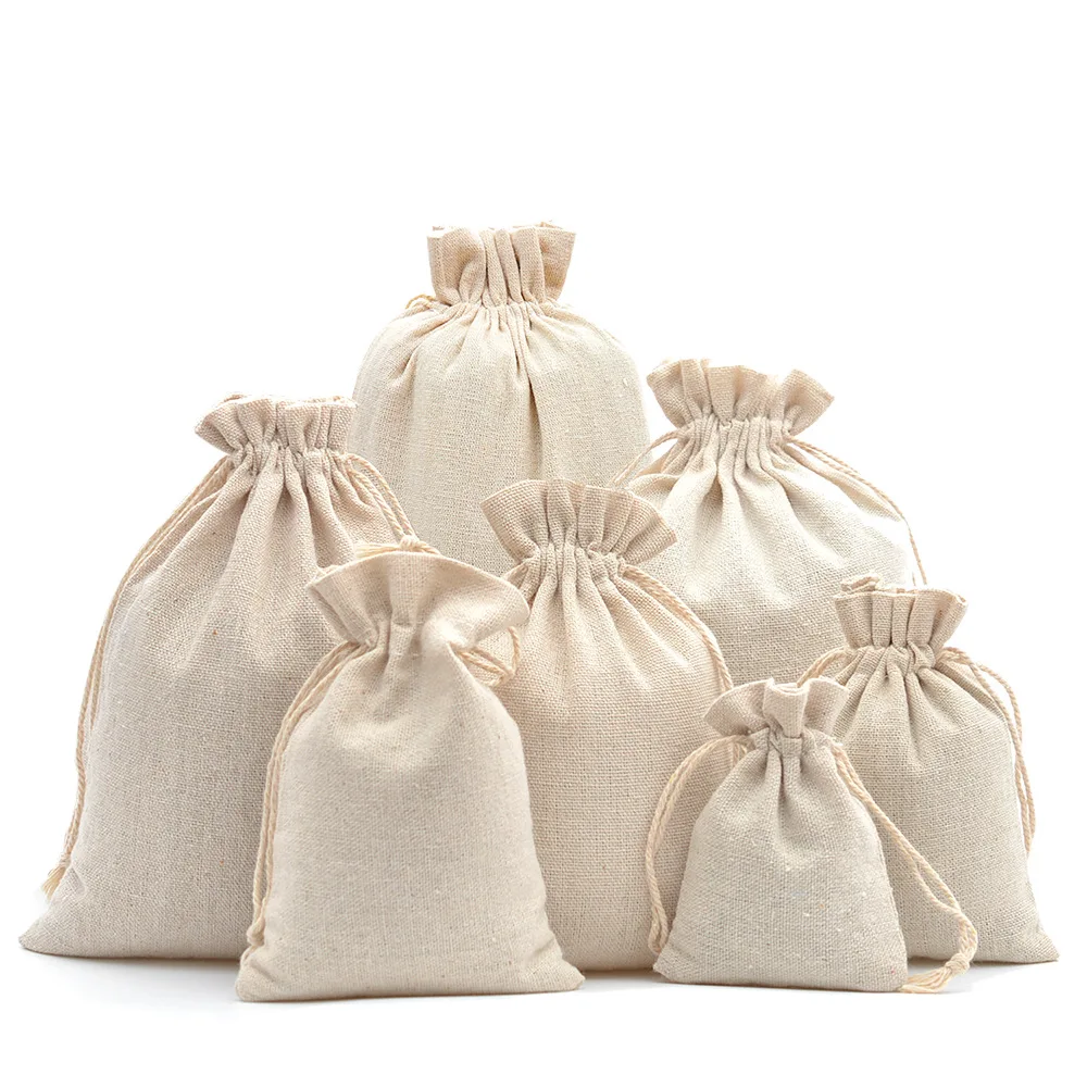 10/50pcs Multi Size Reusable Cotton Drawstring Gift Bags Jewelry Packaging Bags Wedding Party Decoration Drawable Bag Gift Pouch
