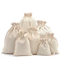 10/50pcs Multi Size Reusable Cotton Drawstring Gift Bags Jewelry Packaging Bags Wedding Party Decoration Drawable Bag Gift Pouch