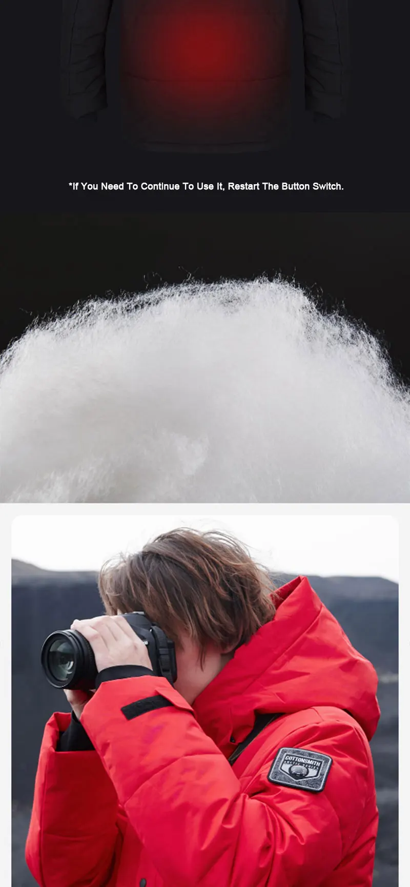 Jaquetas para Mulheres dos Homens com Capuz Ultraleve à Prova Youpin Grafeno Aquecimento Inverno Quente Aquecido Roupas Dultralight Água Cabolsas 4 Engrenagens Controle 7 Youpin grafeno aquecimento jaquetas das mulheres dos
