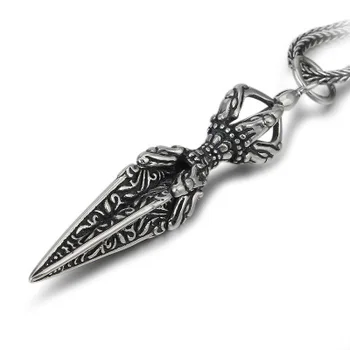 

925 Sterling Silver Buddha Instrument Vajra Men Women Necklace Pendant Jewelry