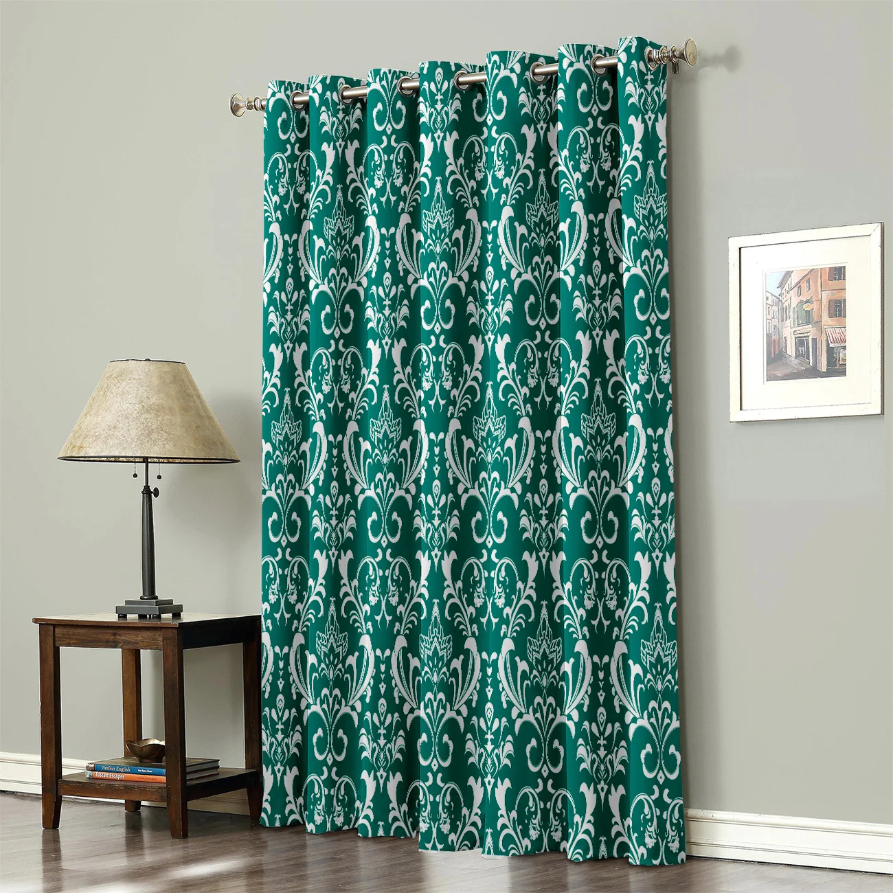 Green Classic Floral Pattern Room Curtains Large Window Window Curtains Dark Curtain Rod Living Room Blackout Curtains Kitchen