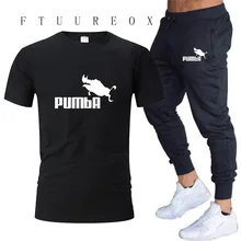 Мужские модные комплекты для бега, футболки+ брюки, мужские летние топы, футболки, модная брендовая Футболка с принтом, высокое качество, спортивные костюмы, 2 комплекта