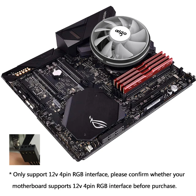 Aigo CPU Cooler Radiator 120mm PWM 12V SYNC RGB LED Fan CPU Air Cooling ...