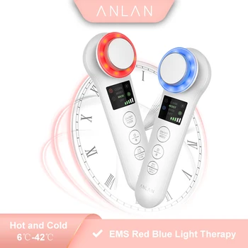

Ultrasonic vibration Heating Iontophoresis EMS Red Blue Light Cold and Hot Importing Instrument Anti-aging Massager Skin Care