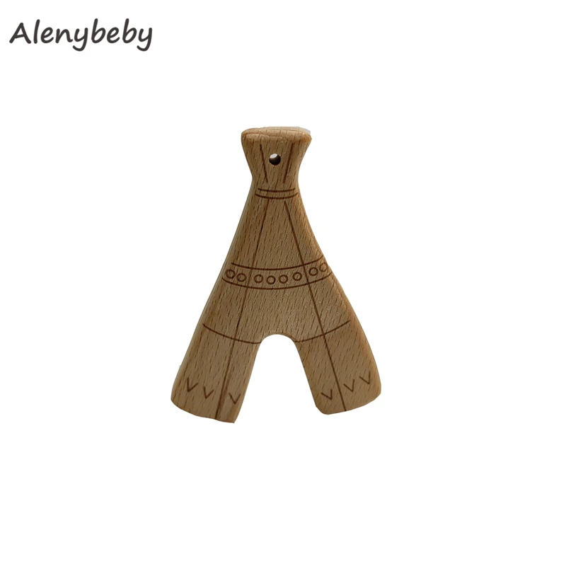 나무 Teether 자연 동물 타워 모양 젖니가 남 간호 너도밤 나무 를위한 나무 Teether 유기 DIY 목걸이 펜던트 장난감