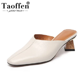 

Taoffen Women Sandals Genuine Leather Strange Heel New Design Fashion Women Summer Shoes Fashion Woman Footwear Size 33-40