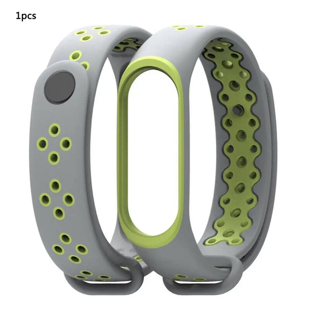 Смарт-Браслет замена для Xiaomi Mi Band 3 4 ремешок для спортивных часов часы силиконовый браслет для Xiaomi Mi band 3 4 - Цвет: gray and green