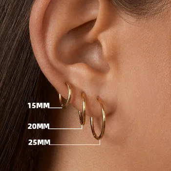 

2020 New Minimalism Stainless Steel Woman Jewelry 18k Gold Plated Small Medium Large Size Loop Hoop Earrings for Women