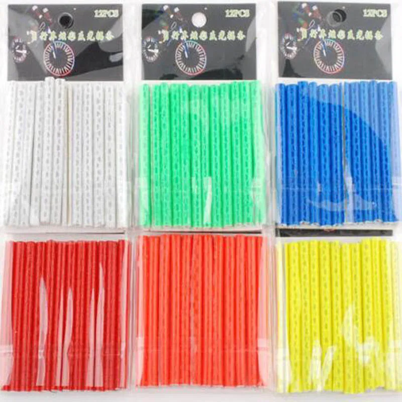 

75mm 12pcs Bicycle Mountain Bike Riding Wheel Rim Spoke Mount Clip Tube Warning Light Strip Reflective Spoke Light Outdoor Bike