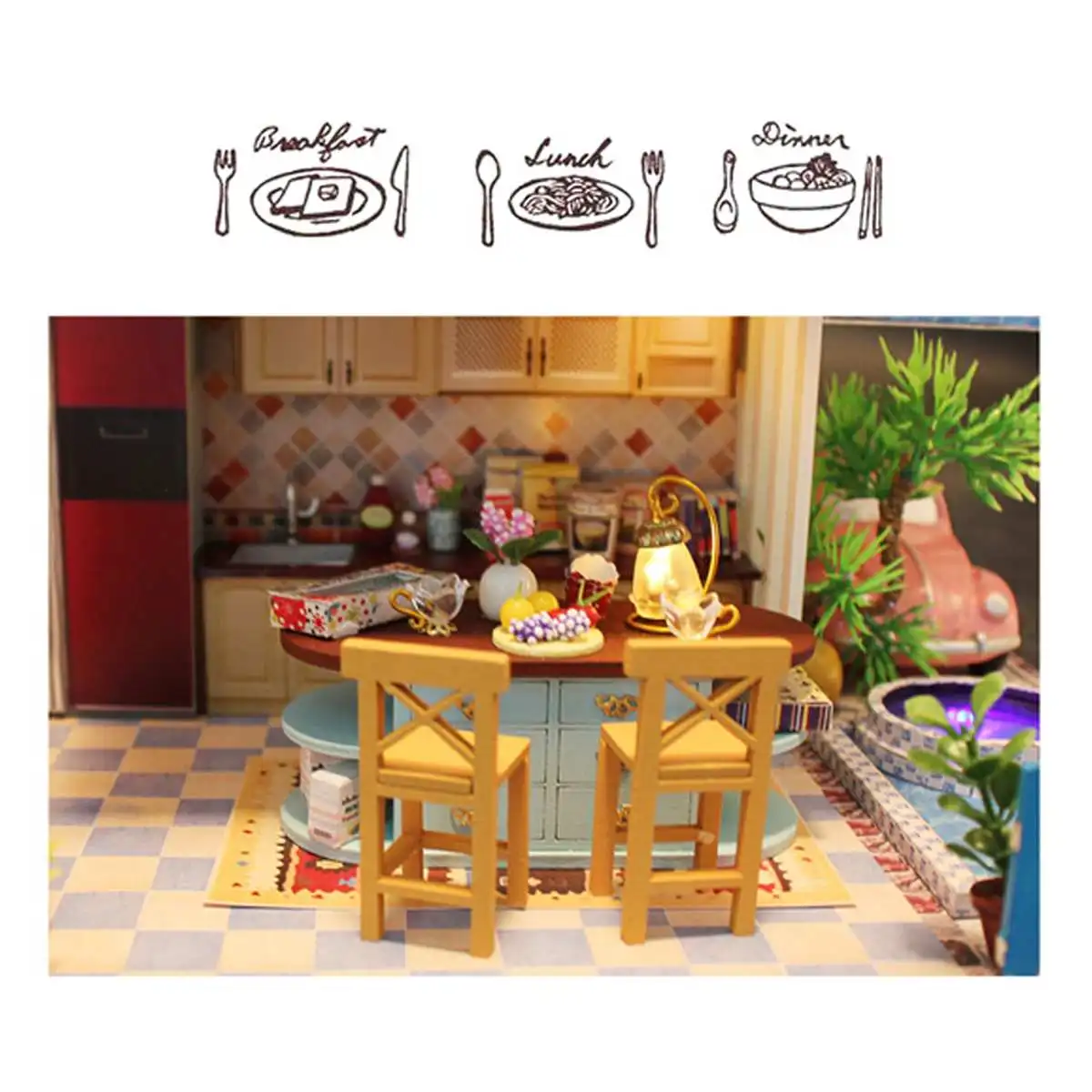 Музыкальный светодиодный DIY кукольный домик, деревянные кукольные домики, миниатюрный кукольный дом, набор мебели, Каса, музыкальный светодиодный, игрушки для детей, подарок на день рождения