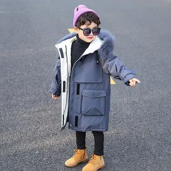 

Winter Boy Down Cotton Clothes New Fashion Winter Clothes Thicker Cotton Outerwear Children Long Clothes Boy Winter Coveralls