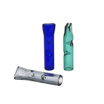 

10pcs Transperant Colored Glass Cigarette Mouthpieces Tobacco Smoking Accessories 36mm Flat Cigarette Mouth Holder with Hole