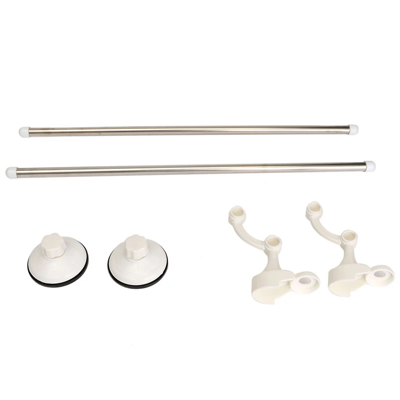 18.5 Inch Double Bars Suction Cup Towel Rail Holder Storage Racks Wall Mounted ABS Bathroom Organizer Kitchen Hotel