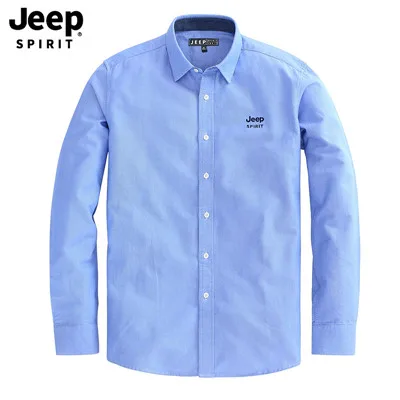 JEEP SPIRIT, новая брендовая мужская рубашка, повседневные рубашки, рубашки с длинным рукавом, одноцветная хлопковая Осенняя рубашка для мужчин, camisa masculina размера плюс M-4XL - Цвет: As Picture