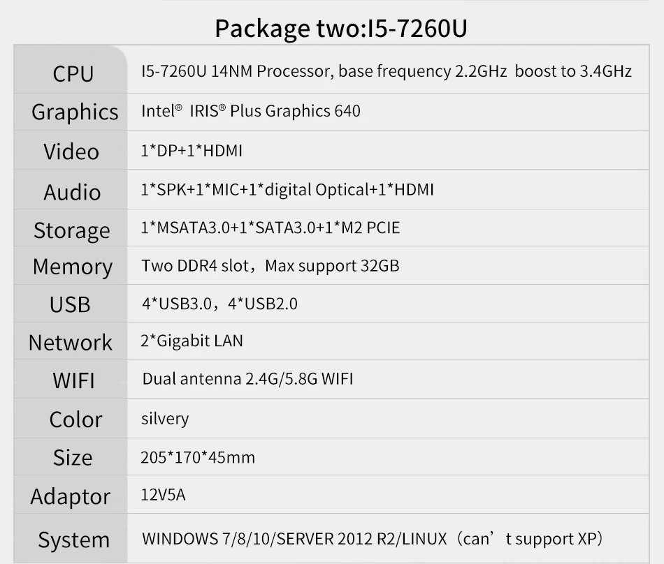 MSECORE Intel I3 7100U I5 7260U I7 7660U Fanless gaming Mini PC Windows 10 HTPC linux game PC Desktop Computer HDMI DP 4K WiFi