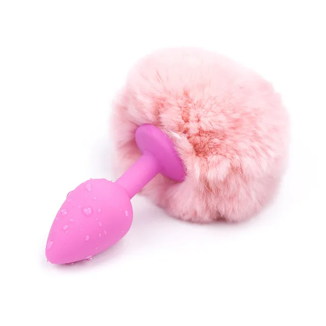 Candy pink rabbit tail anal plug