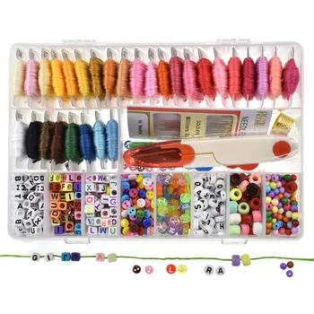 

Embroidery Floss with Storage Box Mix 30 Colors Threaders With Floss Bobbins Friendship Beads Bracelets String Kit For Beginner