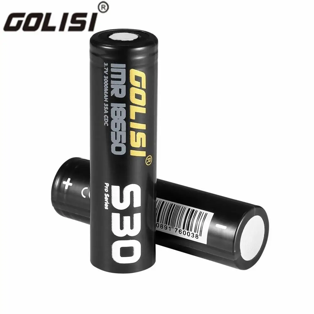 Black GOLISI S30 литий-ионные 18650 аккумуляторные батареи 3,7 в 3000 мАч, сменный литиевый аккумулятор для фонарика, фонарь, аккумулятор черного и золотого цвета - Цвет: Black