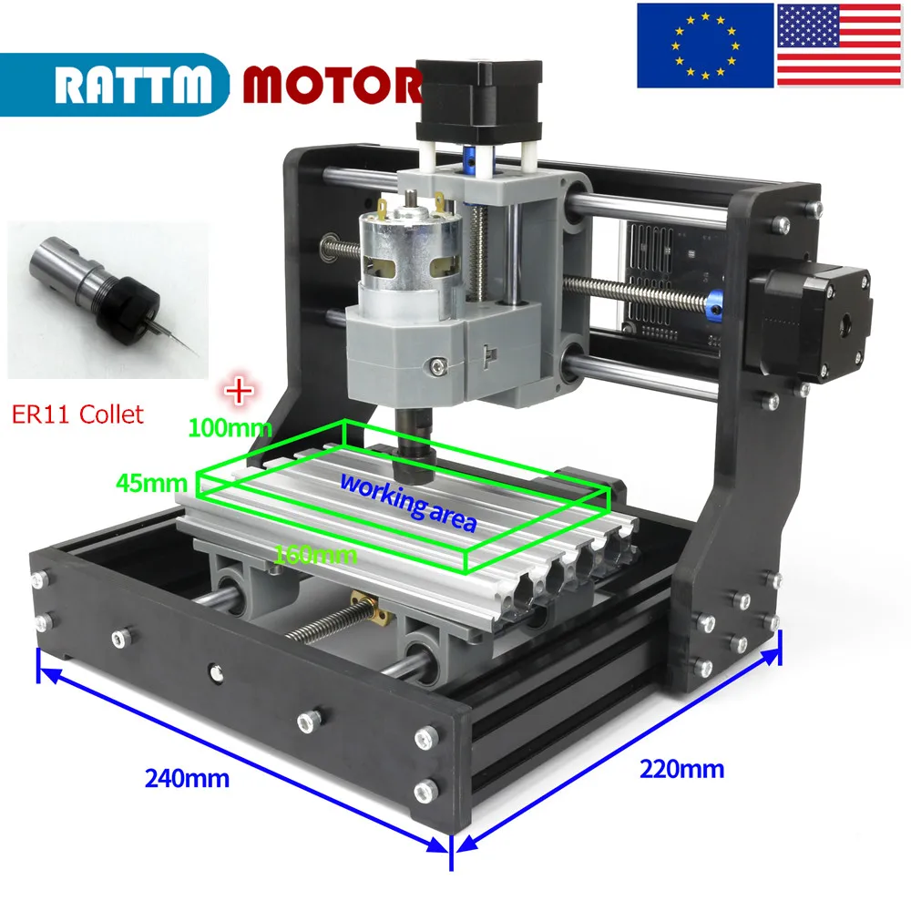 EU / US корабль CNC настольный мини лазерный гравировальный фрезерный станок 1610 Pro diy