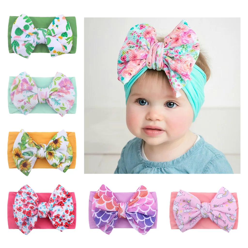 baby accessories carry bag	 Children's printed big bow nylon headband, soft stretch hair accessories, baby headgear, baby European and American printed head best baby accessories of year